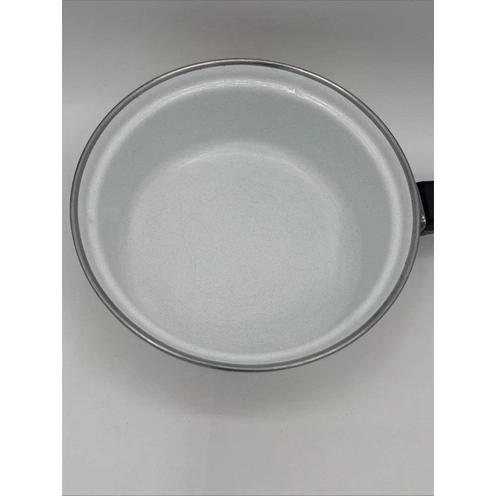 Vtg Austria Email Primavera Enamelware Saucepan Mod 70s Orange Floral Flower Pan